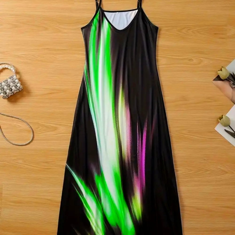 Colorful Pattern Cami Maxi Dress - Picture 2 of 4